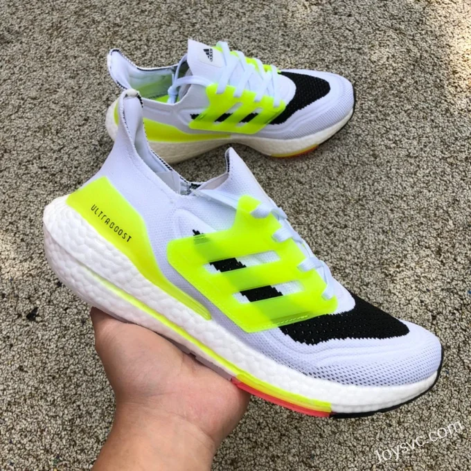 adidas UltraBoost 21 White Fluorescent Green FY0366