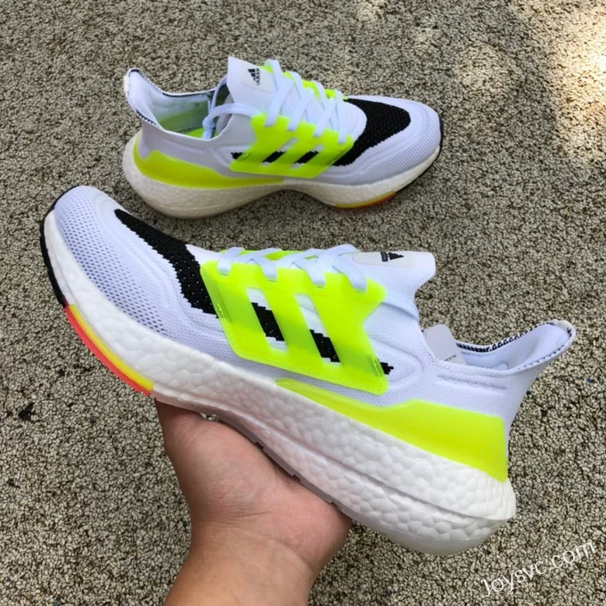 adidas UltraBoost 21 White Fluorescent Green FY0366