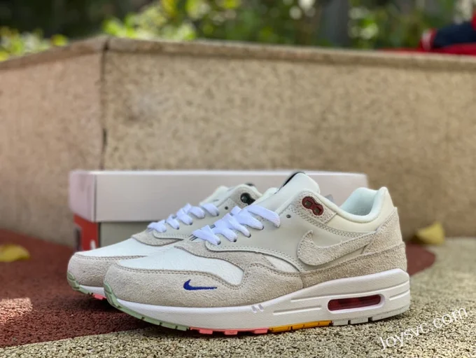 Nike Air Max 1 PRM White Grey Women's Running Shoes FB4959-121