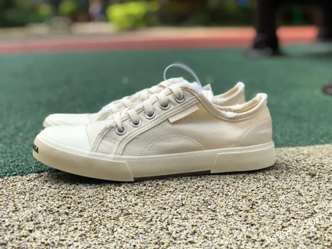 Balenciaga Paris Beige Low Top Canvas Sneakers