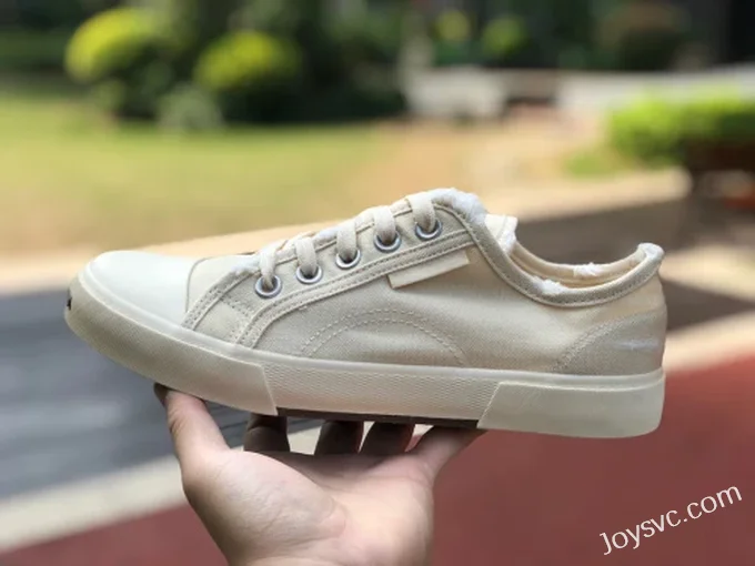 Balenciaga Paris Beige Low Top Canvas Sneakers