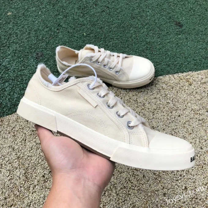 Balenciaga Paris Beige Low Top Canvas Sneakers