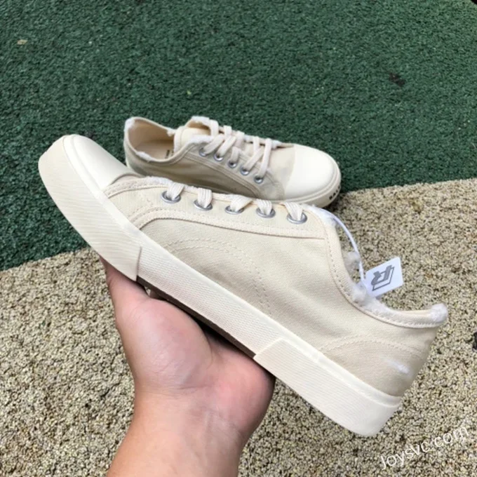 Balenciaga Paris Beige Low Top Canvas Sneakers