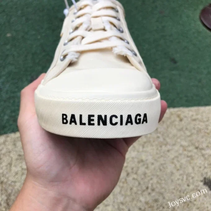 Balenciaga Paris Beige Low Top Canvas Sneakers