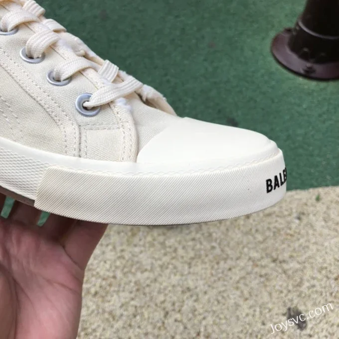 Balenciaga Paris Beige Low Top Canvas Sneakers