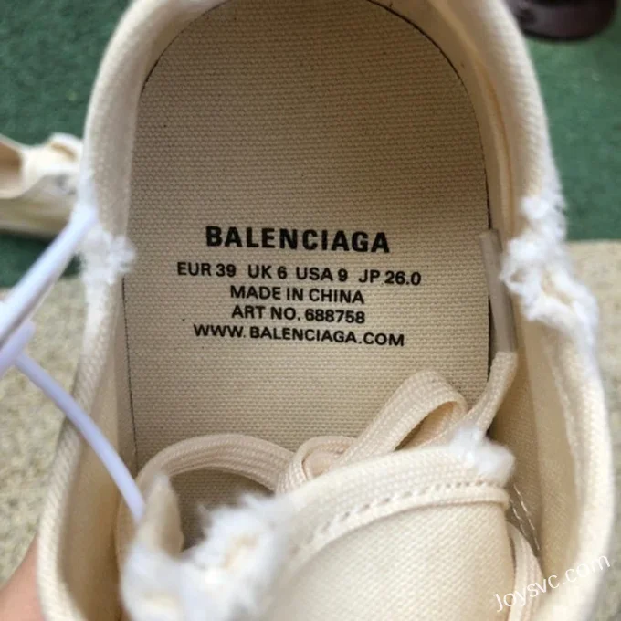 Balenciaga Paris Beige Low Top Canvas Sneakers