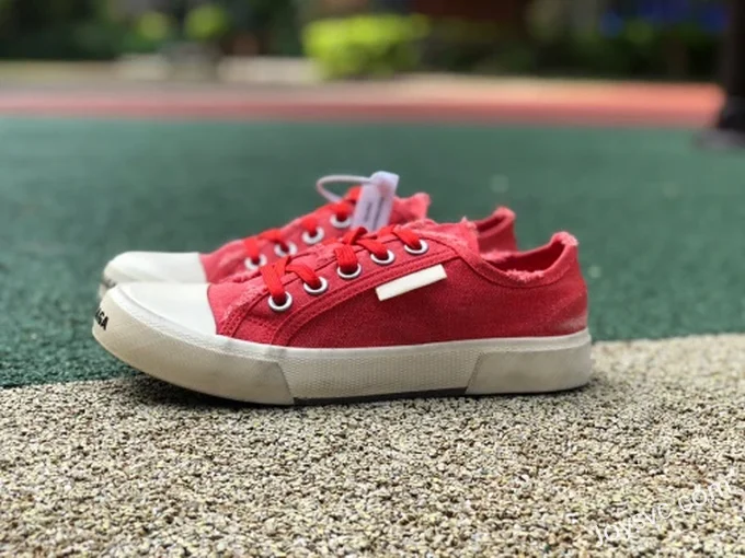 Balenciaga Paris White Red Canvas Sneakers