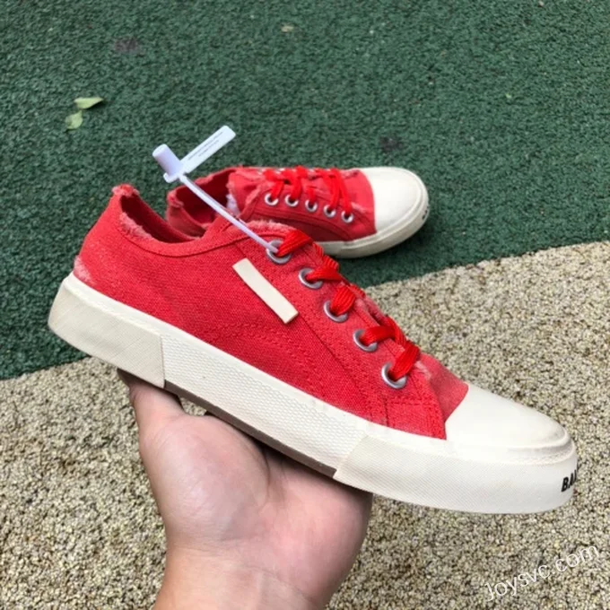 Balenciaga Paris White Red Canvas Sneakers