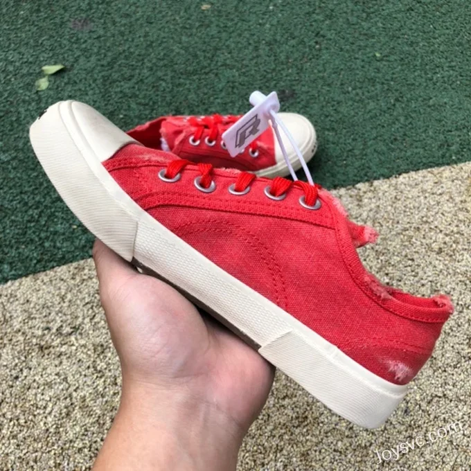 Balenciaga Paris White Red Canvas Sneakers