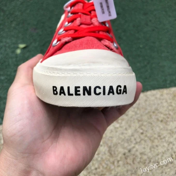 Balenciaga Paris White Red Canvas Sneakers