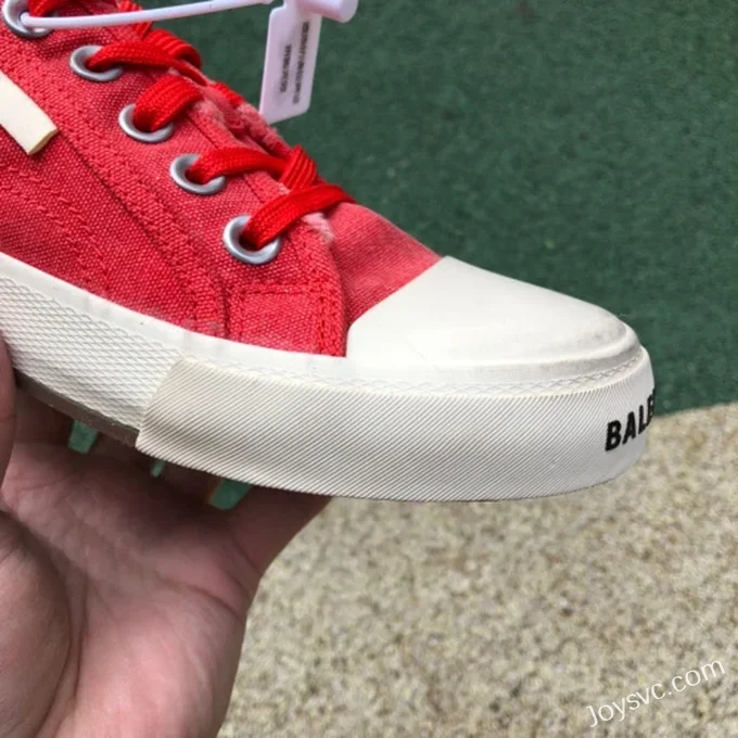 Balenciaga Paris White Red Canvas Sneakers