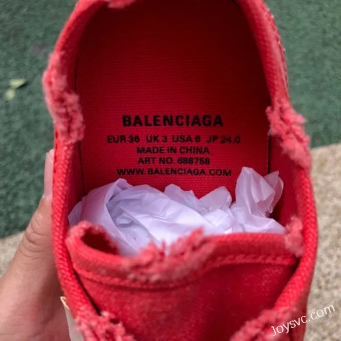 Balenciaga Paris White Red Canvas Sneakers