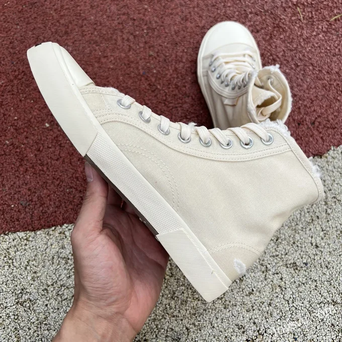 Balenciaga Paris Beige High Top Canvas Sneakers