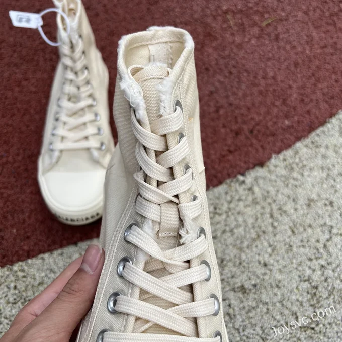 Balenciaga Paris Beige High Top Canvas Sneakers