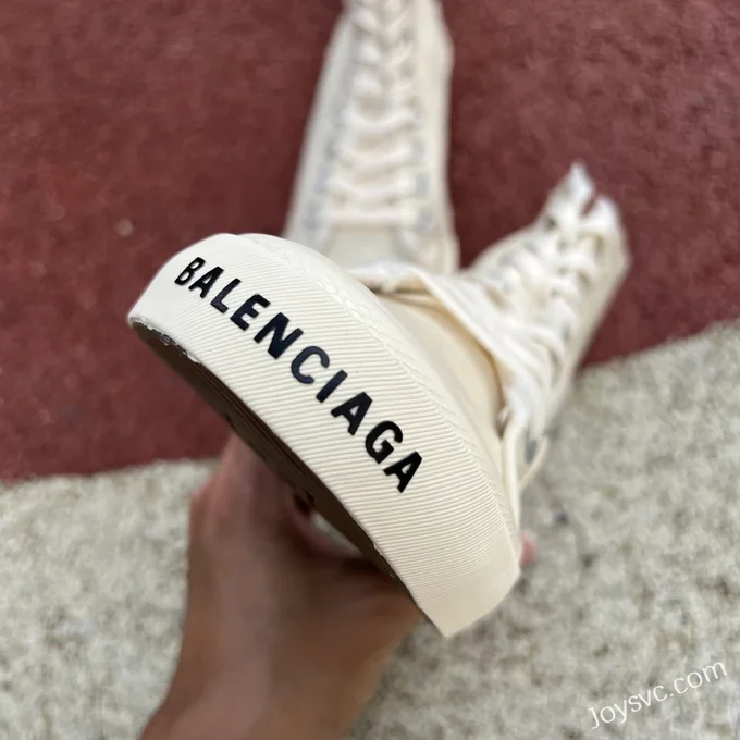 Balenciaga Paris Beige High Top Canvas Sneakers