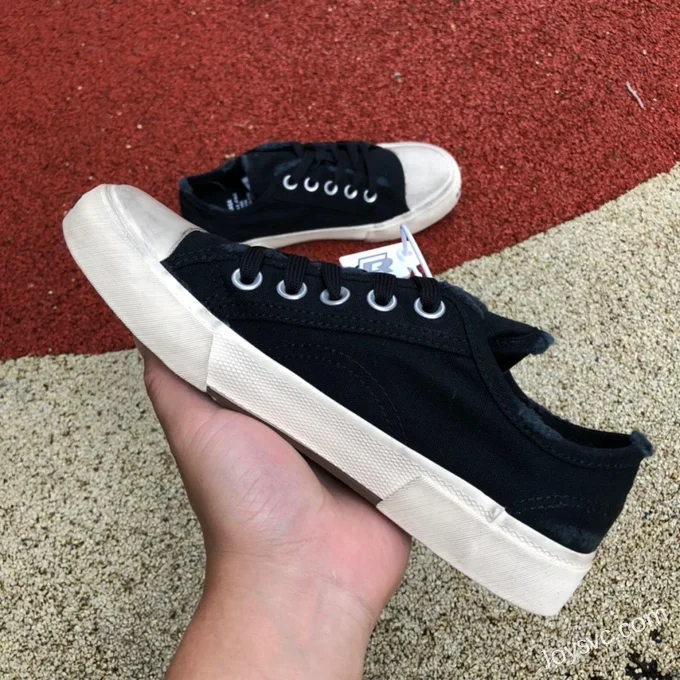 Balenciaga Paris Black White Low Top Canvas Sneakers