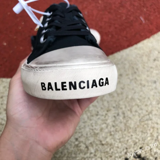 Balenciaga Paris Black White Low Top Canvas Sneakers