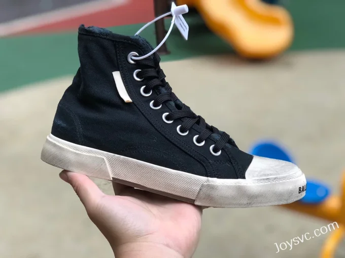 Balenciaga Paris Black White High Top Canvas Sneakers