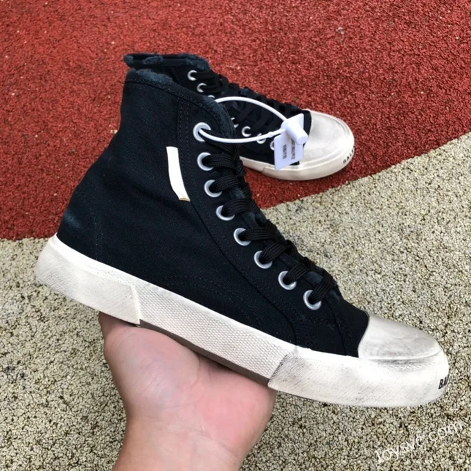 Balenciaga Paris Black White High Top Canvas Sneakers