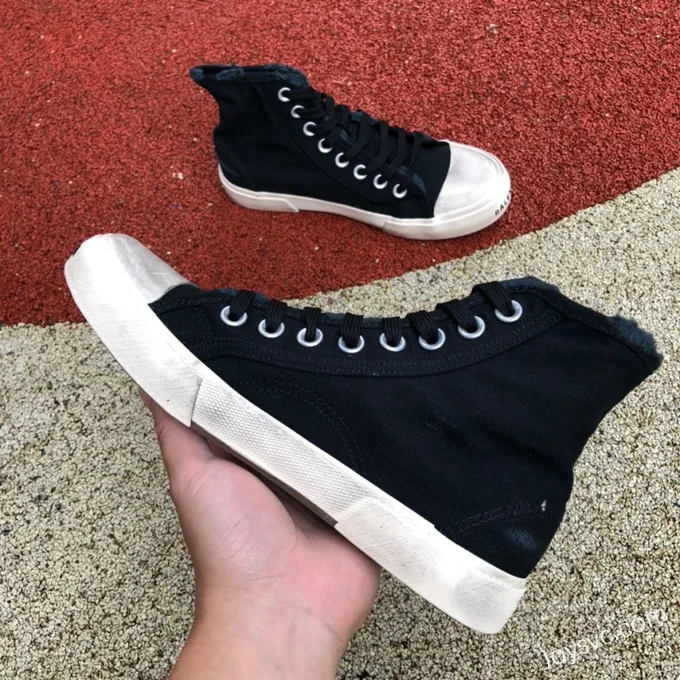 Balenciaga Paris Black White High Top Canvas Sneakers