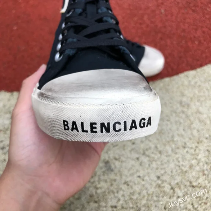 Balenciaga Paris Black White High Top Canvas Sneakers