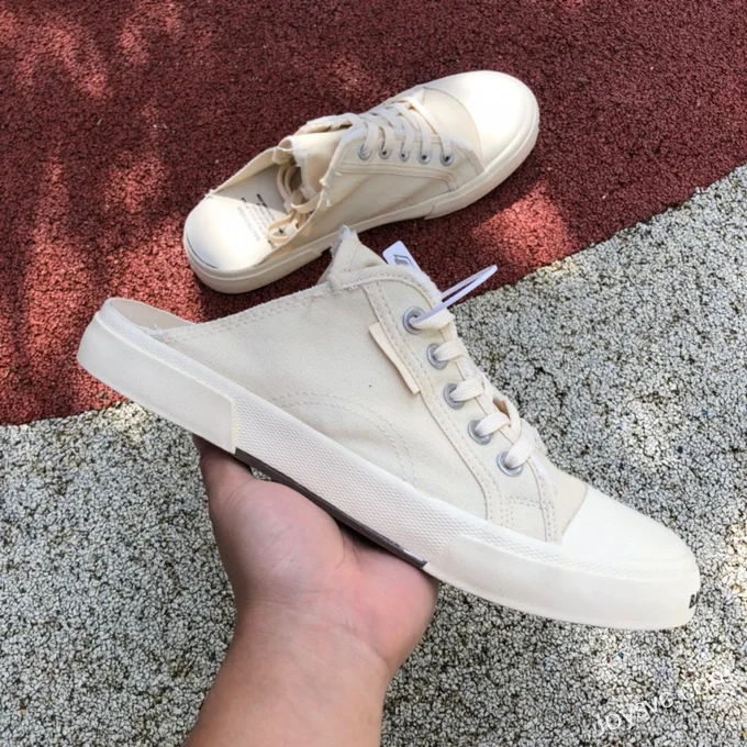 Balenciaga Paris Beige Slip-On Canvas Sneakers