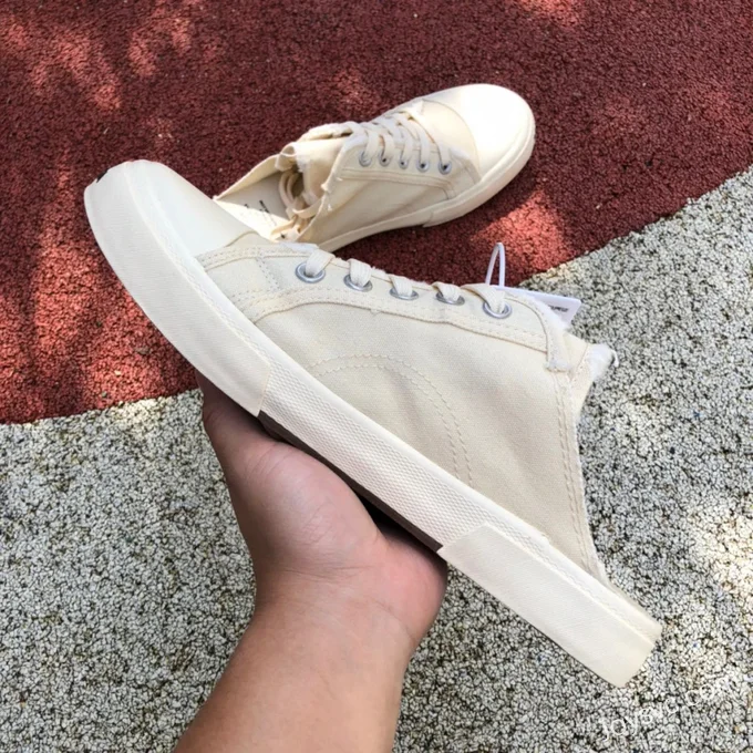 Balenciaga Paris Beige Slip-On Canvas Sneakers