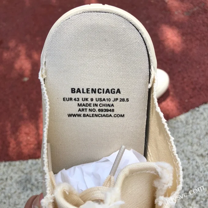 Balenciaga Paris Beige Slip-On Canvas Sneakers