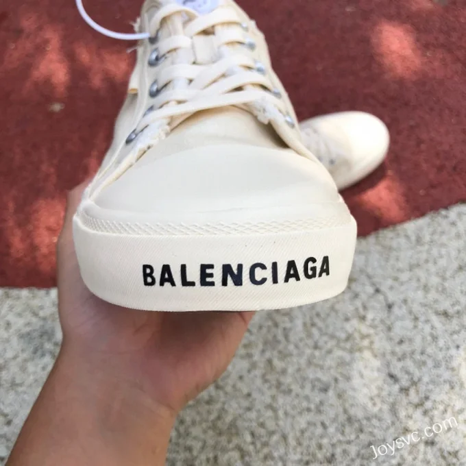 Balenciaga Paris Beige Slip-On Canvas Sneakers