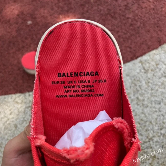 Balenciaga Paris White Red Slip-On Canvas Sneakers