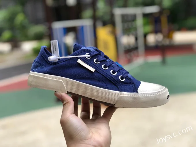 Balenciaga Paris Navy Blue Low Top Canvas Sneakers