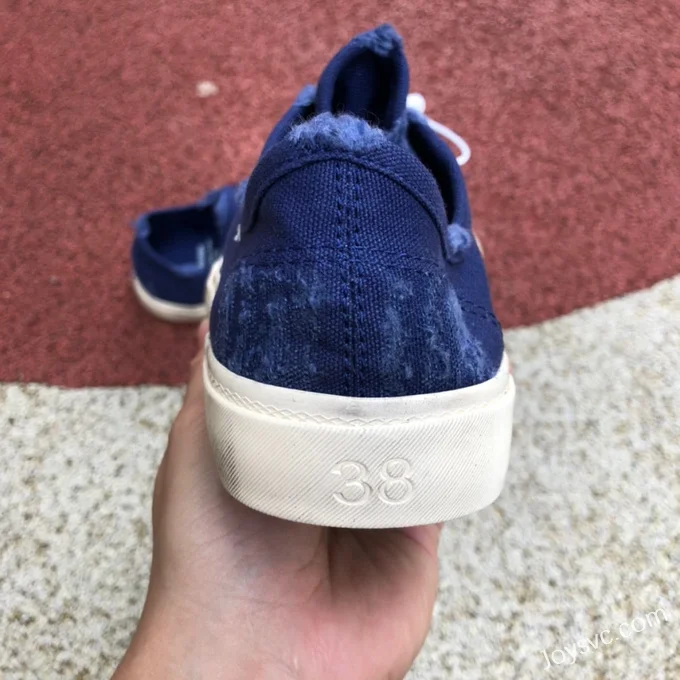 Balenciaga Paris Navy Blue Low Top Canvas Sneakers