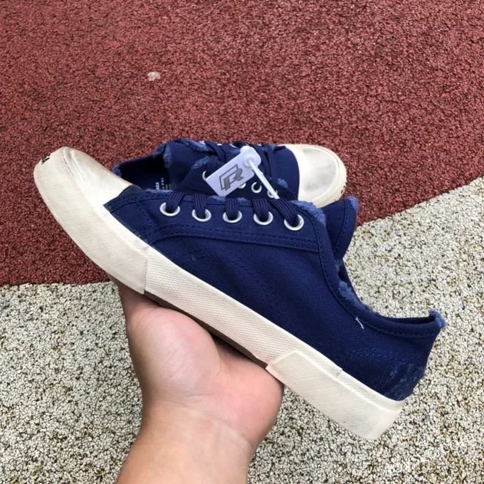 Balenciaga Paris Navy Blue Low Top Canvas Sneakers