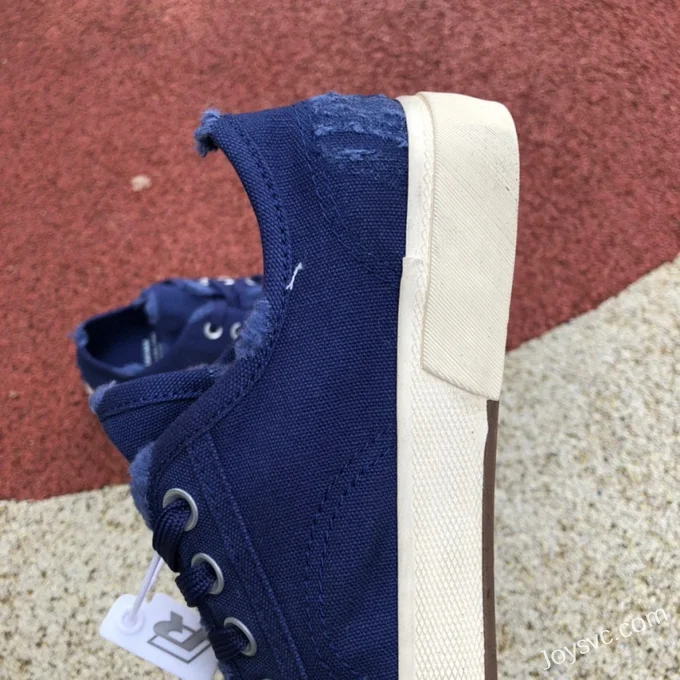 Balenciaga Paris Navy Blue Low Top Canvas Sneakers