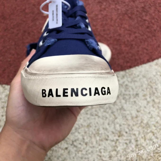 Balenciaga Paris Navy Blue Low Top Canvas Sneakers