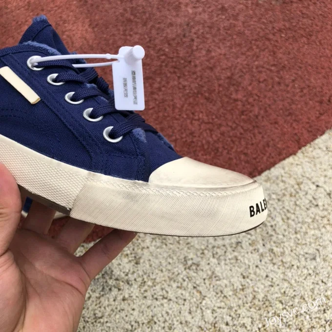 Balenciaga Paris Navy Blue Low Top Canvas Sneakers