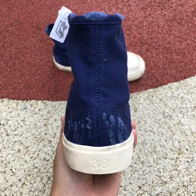 Balenciaga Paris Navy Blue High Top Canvas Sneakers