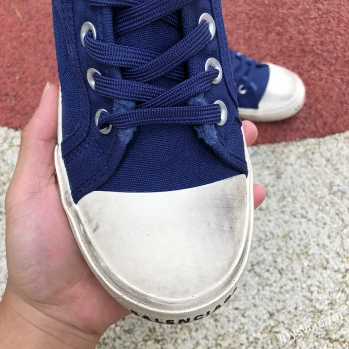 Balenciaga Paris Navy Blue High Top Canvas Sneakers