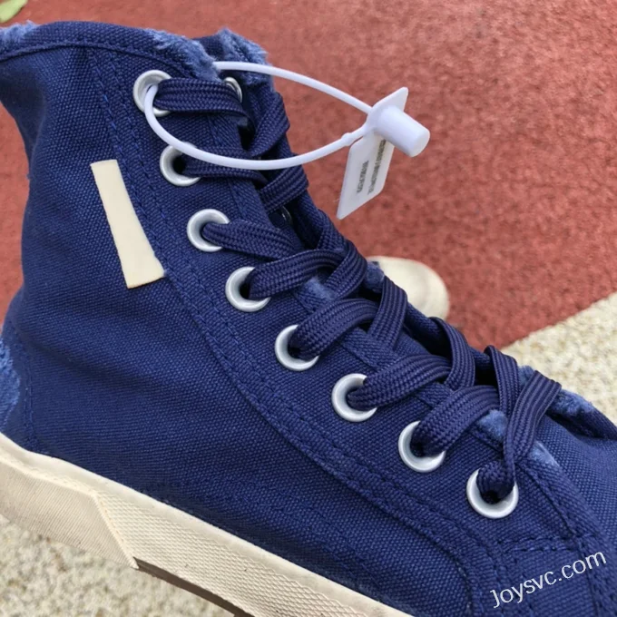 Balenciaga Paris Navy Blue High Top Canvas Sneakers