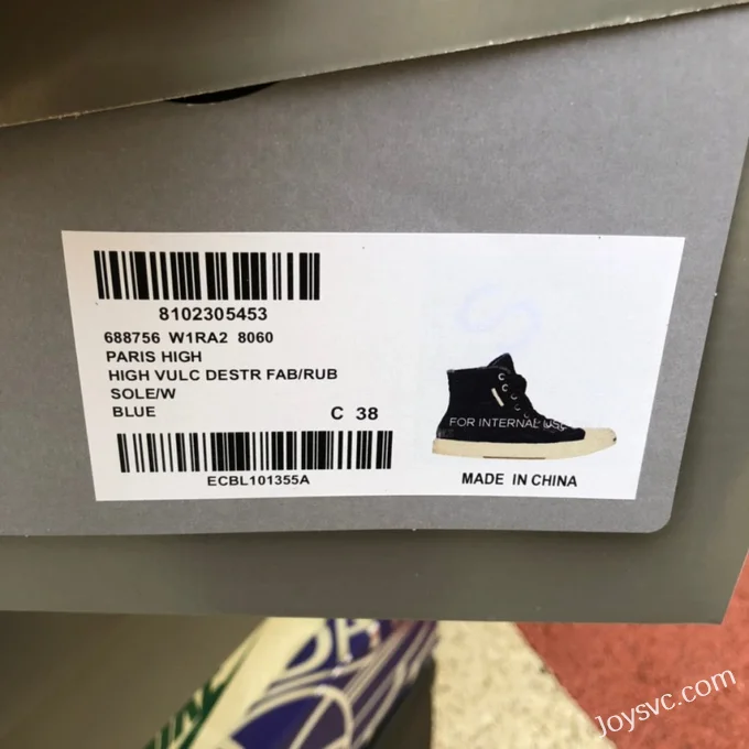 Balenciaga Paris Navy Blue High Top Canvas Sneakers