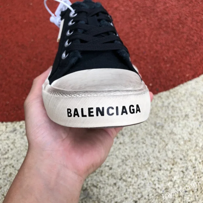 Balenciaga Paris Black White Slip-On Canvas Sneakers