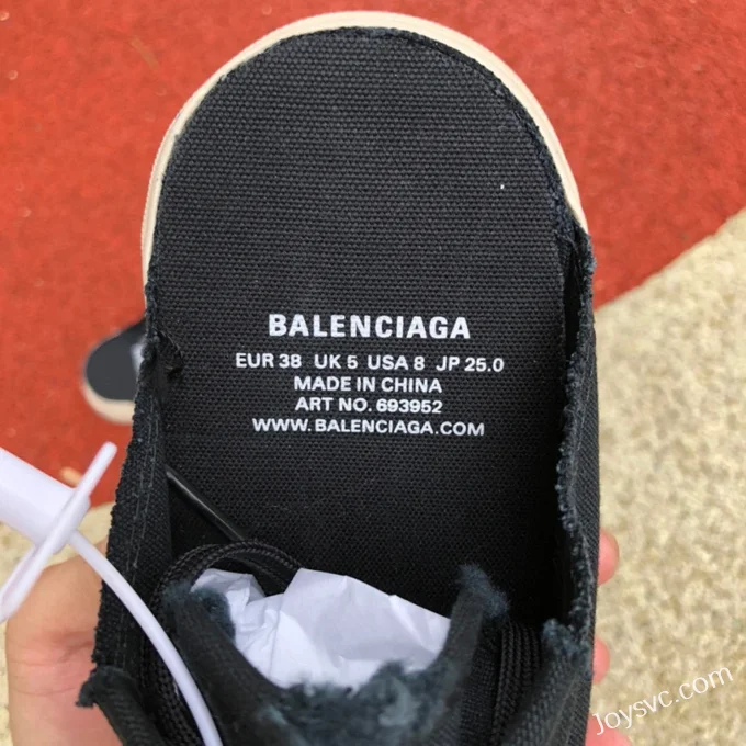 Balenciaga Paris Black White Slip-On Canvas Sneakers