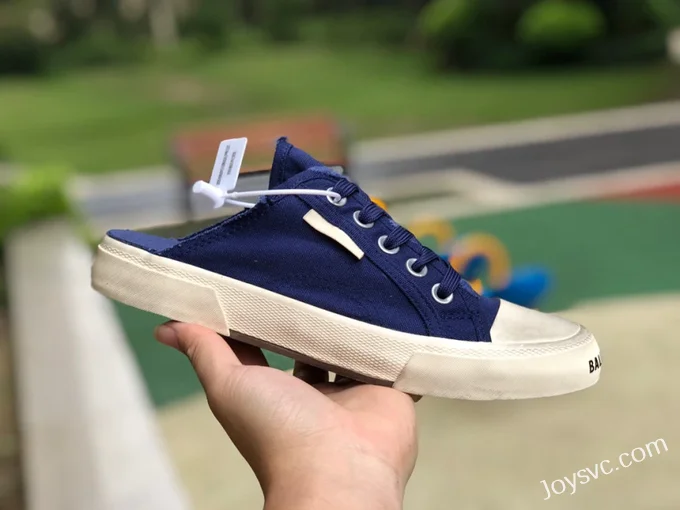 Balenciaga Paris Blue White Slip-On Canvas Sneakers