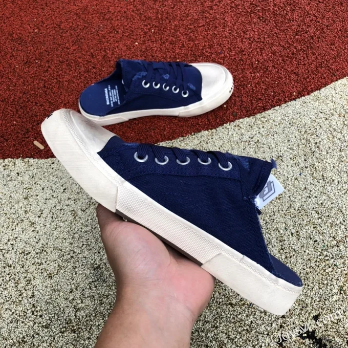 Balenciaga Paris Blue White Slip-On Canvas Sneakers