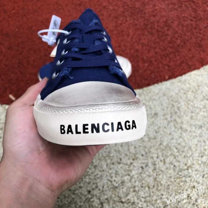 Balenciaga Paris Blue White Slip-On Canvas Sneakers