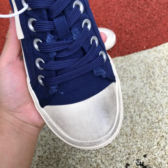 Balenciaga Paris Blue White Slip-On Canvas Sneakers