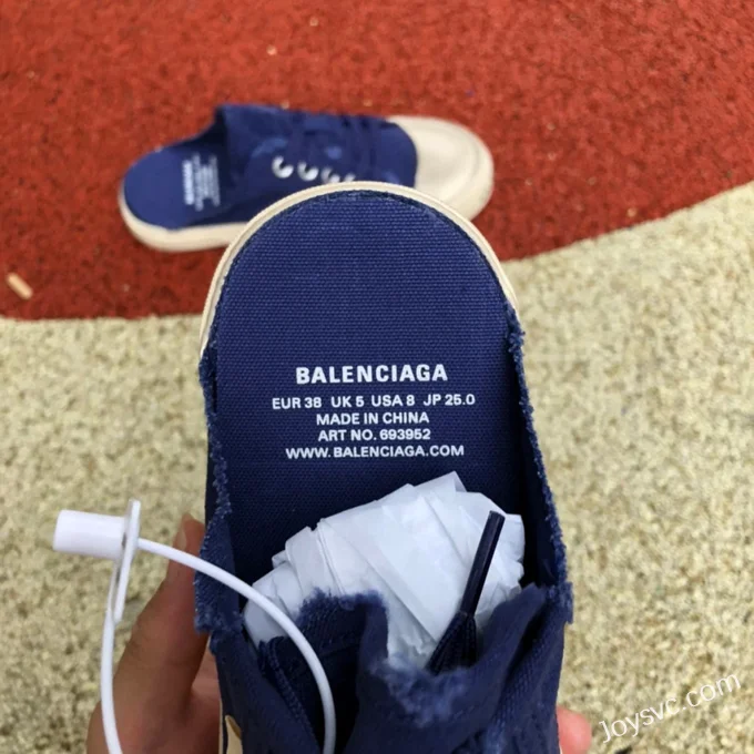 Balenciaga Paris Blue White Slip-On Canvas Sneakers