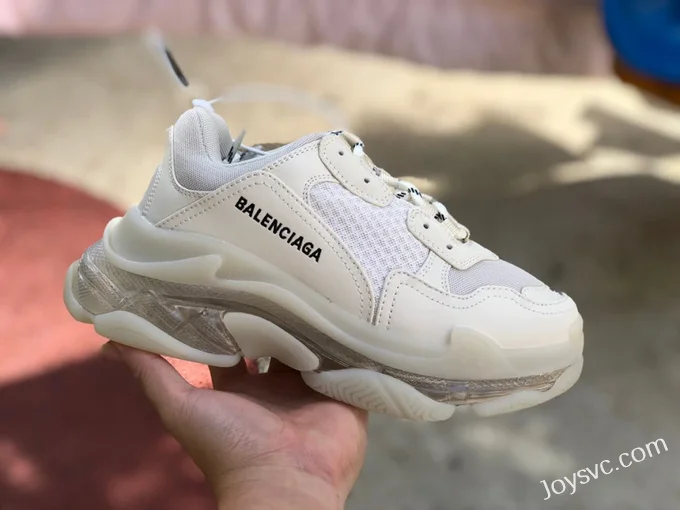 Balenciaga Beige Triple S Clear Sole Vintage Dad Shoes