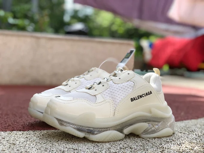 Balenciaga Beige Triple S Clear Sole Vintage Dad Shoes