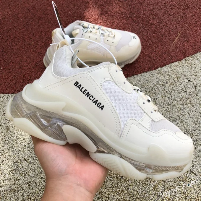 Balenciaga Beige Triple S Clear Sole Vintage Dad Shoes